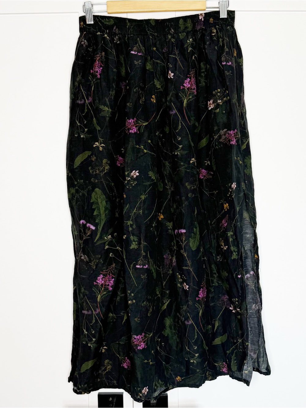 All Saints Black Floral A-Line Midi Skirt - Picture 8 of 16
